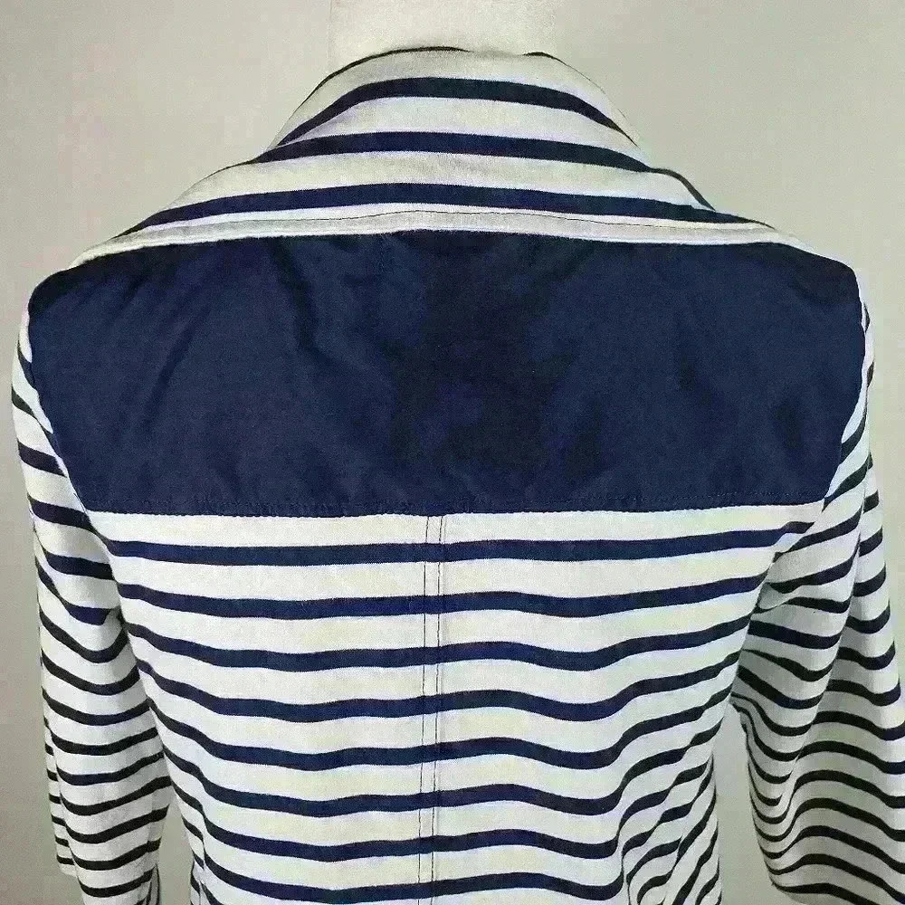 Lauren Ralph Lauren Active Jacket Navy White Stripes 3/4 Sleeves Cotton Size S - Picture 12 of 16